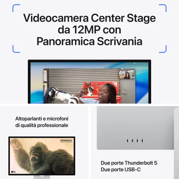 Apple Studio Display 27" 5K Retina con Nano-texture, videocamera 12MP e Thunderbolt 5