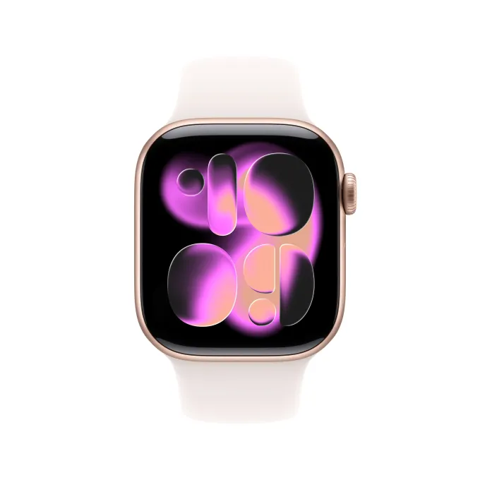 Apple Watch Series 11 GPS, Cassa 42 mm in alluminio color oro rosa con Cinturino Sport rosa fard - M/L