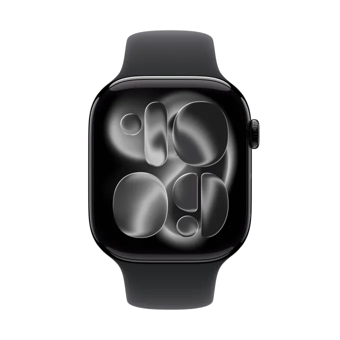 Apple Watch Series 11 GPS, Cassa 46 mm in alluminio Jet Black con Cinturino Sport nero - M/L