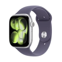 Apple Watch Series 11 GPS + Cellular, Cassa 46 mm in alluminio color argento con Cinturino Sport viola nebbia - M/L