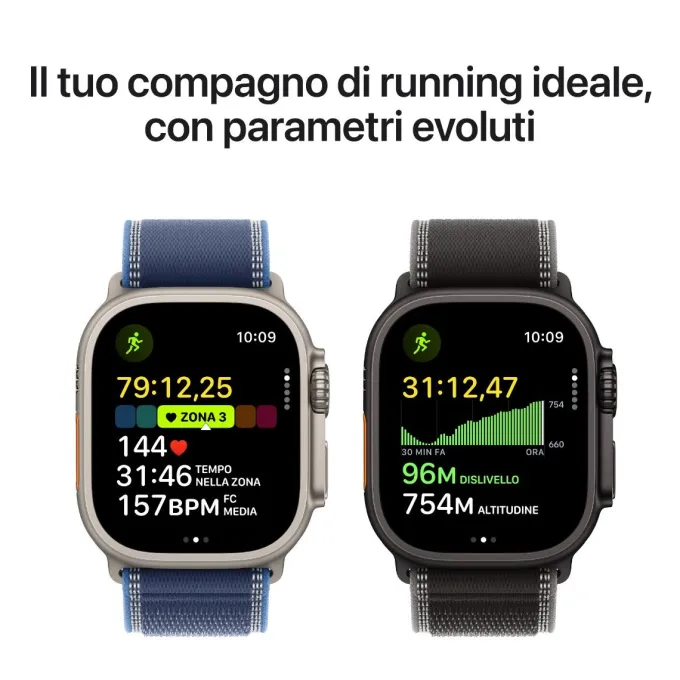 Apple Watch Ultra 3 GPS + Cellular, Cassa in titanio naturale (49 mm) con Cinturino Ocean blu salmastro