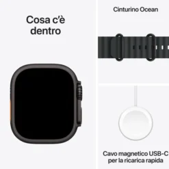 APPLE Watch Ultra 3 GPS + Cellular, Cassa in titanio nero (49 mm) con Cinturino Ocean