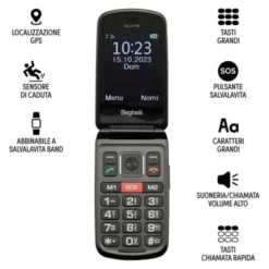 BEGHELLI - Cellulare 9205 SALVALAVITA Phone SLV19 Grigio