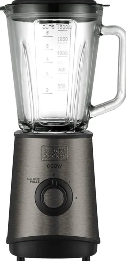 BLACK & DECKER - BXJB800E Frullatore a Bicchiere, 800 Watt, 1,5 Litri, 2 Velocità, Funzione tritaghiaccio, tasto Pulse - Caraffa in vetro