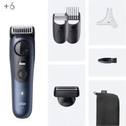 Braun BeardTrimmer 7 BT7520 lama Ultra Sharp ProBlade, lunghezza taglio 2cm - Nero e Blu
