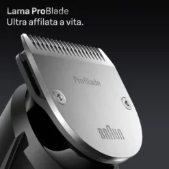 Braun BeardTrimmer 7 BT7520 lama Ultra Sharp ProBlade, lunghezza taglio 2cm - Nero e Blu