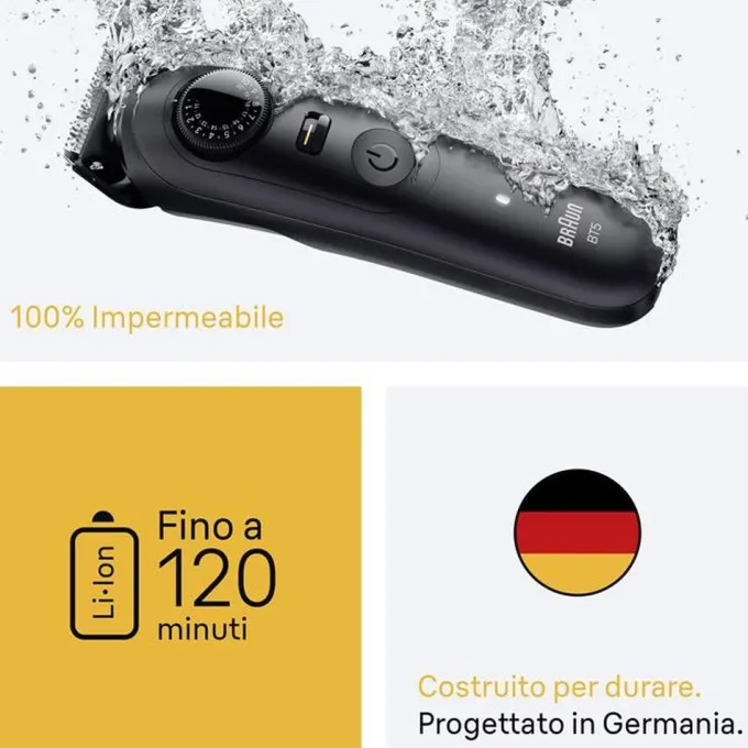 Braun BeardTrimmer 9 BT5520 regolabarba Batteria 40 2 cm Bagnato e secco Nero