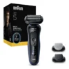 BRAUN Rasoio elettrico barba BRAUN Series 5 52-B1650S, 3 lame flessibili, 2 modalità di rasatura: standard e turbo, con 1 spazzola per la pulizia, accessorio rifinitore corpo regolabarba