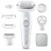 Braun Silk-Épil 9 SES9-061 Epilatore Elettrico Wet & Dry, 40 Pinzette, 2 Velocità, Uso Asciutto E Bagnato, Argento