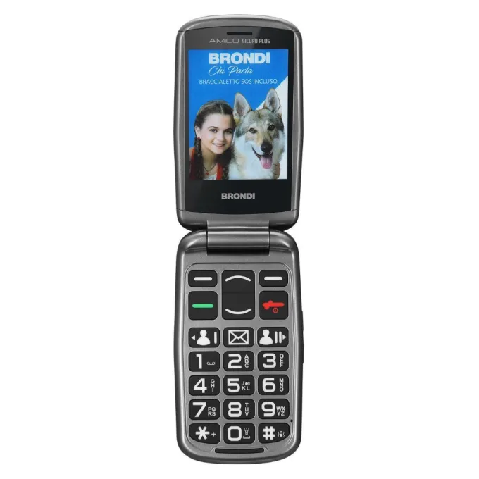 BRONDI - Cellulare AMICO SICURO PLUS - BLACK METAL - Bluetooth 2.1 - Con fotocamera digitale integrata - Con Lettore MP3 - Con vibrazione