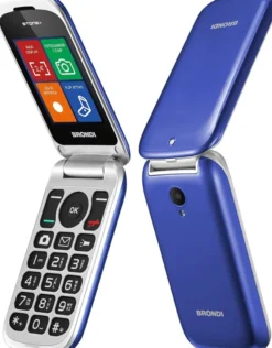 Brondi Stone+ - Cellulare con apertura a conchiglia e flip attivo, Dual Sim, Display 2.4 pollici, Blu