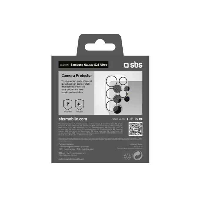 BS TECAMGLSAS25U Accessorio per smartphone, Protezione dell'obiettivo Samsung S25 Ultra