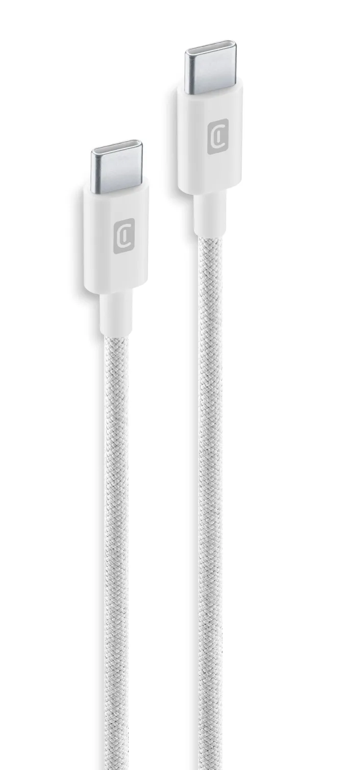 Cavo Telato Cellularline Ultra-Resistente con Telatura Rinforzata – Bianco/Nero