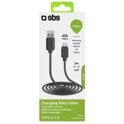Cavo USB A a USB C SBS TECABLETC220K 2m Nero – Trasferimento veloce e praticità