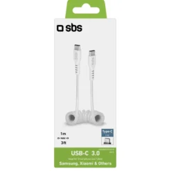 Cavo USB-C a USB-C SBS 1m Bianco – USB 3.2 Gen 1, Ricarica e Dati Veloci