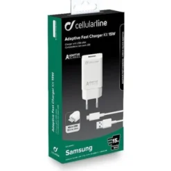 Cellularline Adaptive Fast Charger Kit 15W Bianco