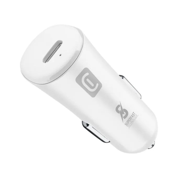 Cellularline - Caricabatterie da auto USB-C Super Fast Charge 25W Bianco