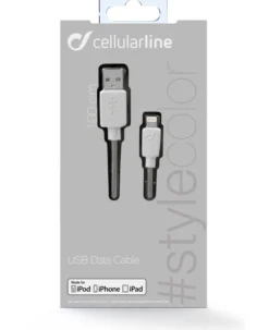 Cellularline Data Cable #Stylecolor - Lightning Cavo per la ricarica e sincronizzazione dei dati colorato Bianco