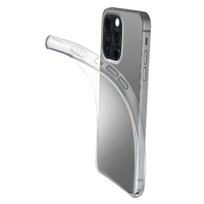 Cellularline Fine - iPhone 13 Pro Max Cover in gomma morbida ultra sottile e trasparente Trasparente