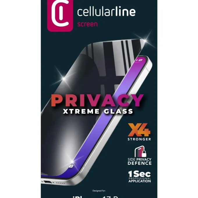 Cellularline Privacy Xtreme Glass – Vetro temperato privacy per protezione schermo