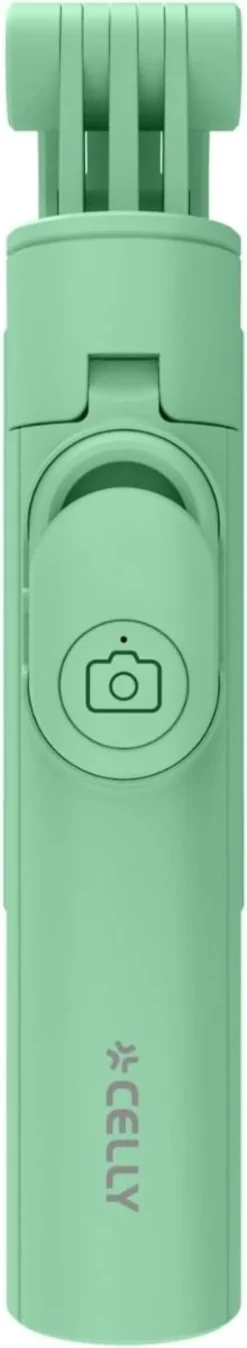 Celly, Bastone Selfie Universale con Bluetooth, Asta Regolabile e Portatile, Treppiedi Integrato, Compatibile con Smartphone Fino a 7'' - Verde