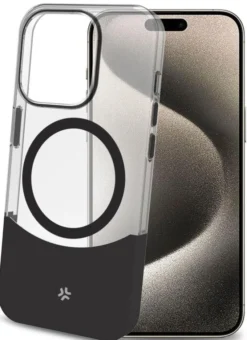 Celly - MAGDUAL1079BK Custodia Magdual per iphone 16 pro Trasparente - Nero