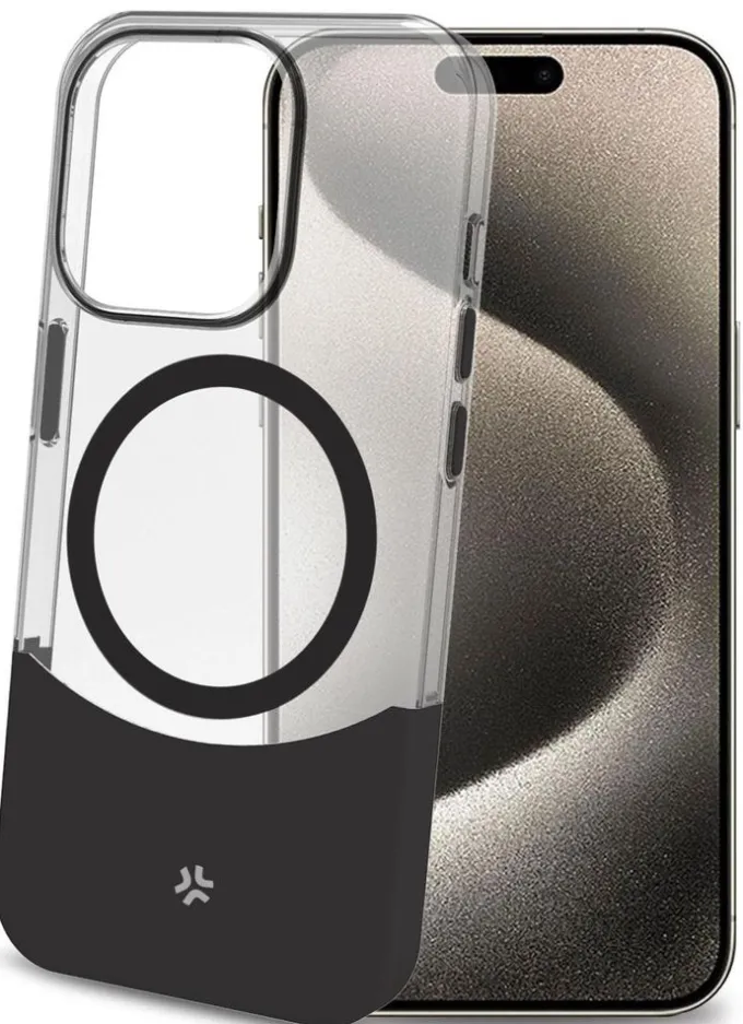 Celly - MAGDUAL1079BK Custodia Magdual per iphone 16 pro Trasparente - Nero