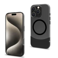 Celly - MAGDUAL1079BK Custodia Magdual per iphone 16 pro Trasparente - Nero