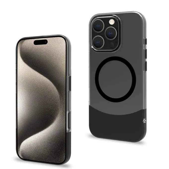 Celly - MAGDUAL1079BK Custodia Magdual per iphone 16 pro Trasparente - Nero