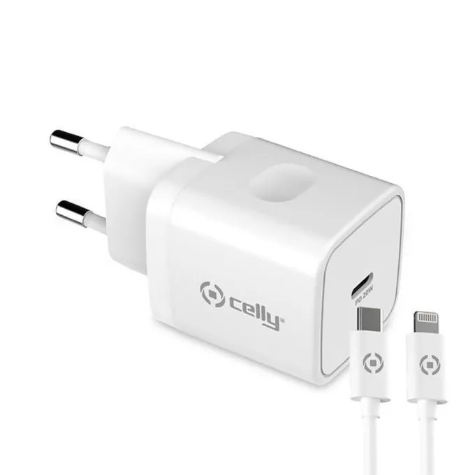 CELLY - TC1C20WTYPECWH - TC 1 USB-C 20W + TYPE-C CABLE-Bianco