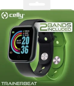 CELLY - TRAINERBEATGN - FIT TRACKER CON DOPPIO CINTURINO, Display LCD Transflettivo 1,44
