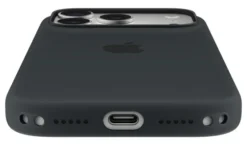 Custodia MagSafe in silicone Apple nera per iPhone 17 Pro con tracolla