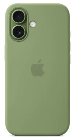 Custodia MagSafe in silicone Apple verde per iPhone 17 con tracolla
