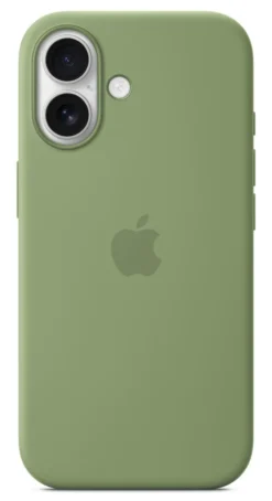 Custodia MagSafe in silicone Apple verde per iPhone 17 con tracolla