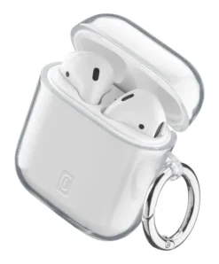 Custodia trasparente Cellularline Clear per AirPods con gancio e ricarica wireless
