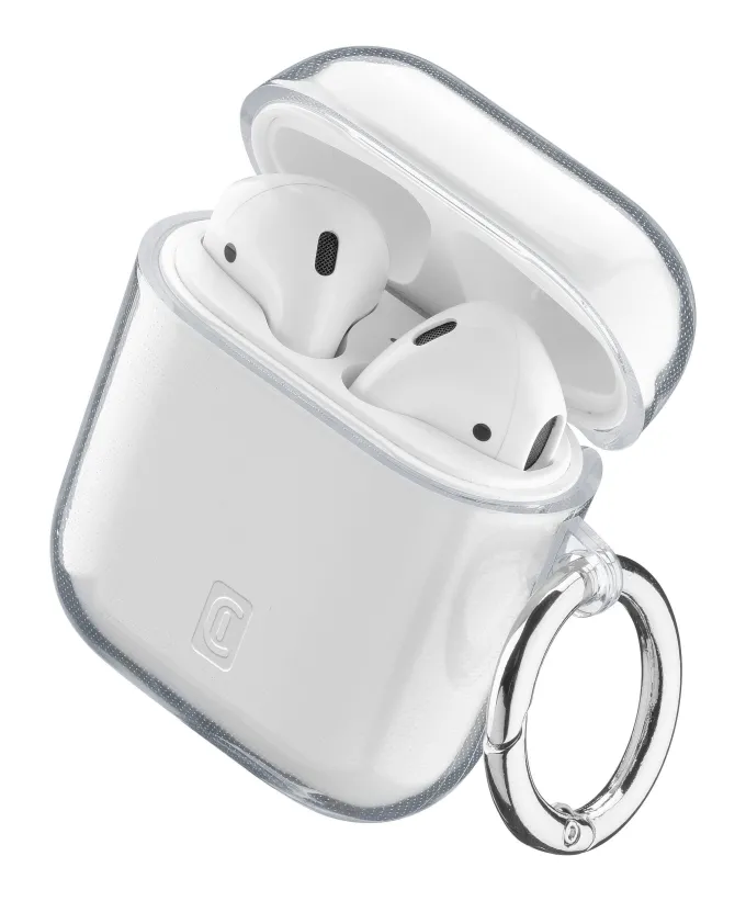 Custodia trasparente Cellularline Clear per AirPods con gancio e ricarica wireless