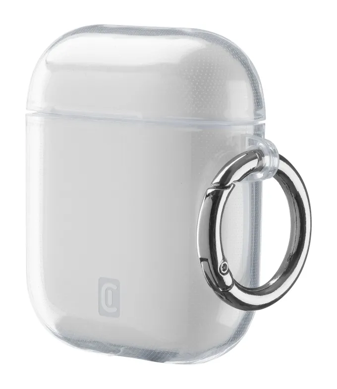 Custodia trasparente Cellularline Clear per AirPods con gancio e ricarica wireless