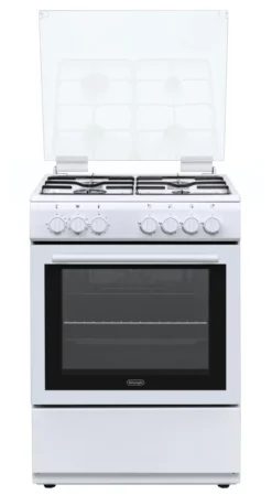 De'Longhi DL 664 EW - Cucina a gas con forno elettrico, 4 fuochi, 60x60 cm, bianco, Classe energetica A
