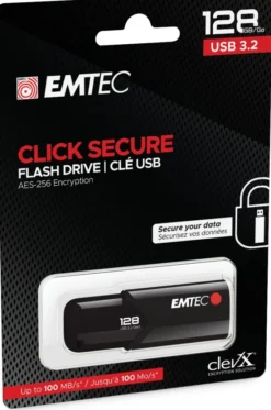 Emtec B120 Click Secure unità flash USB 128 GB USB tipo A 3.2 Gen 2 (3.1 Gen 2) Nero