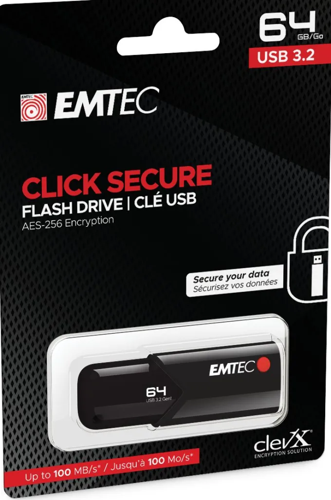 Emtec B120 Click Secure unità flash USB Nero 64 GB