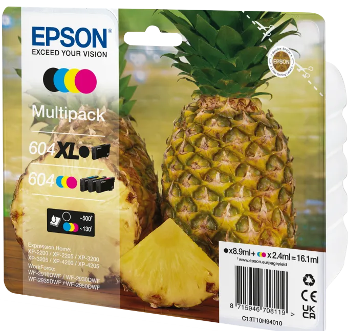 Epson 604XL cartuccia d'inchiostro 4 pz Originale, Nero (604XL) - Ciano, Magenta, Giallo (604)