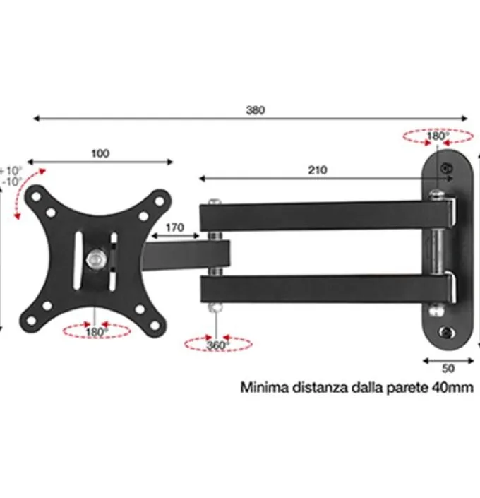 Fe.al. Over Super 3 - Supporto da parete per TV 10"-26" , Vesa 100 x 100