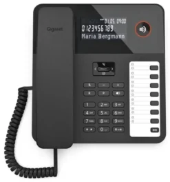 Gigaset DESK 600 Telefono Fisso Analogico Nero con Rubrica 100 Contatti