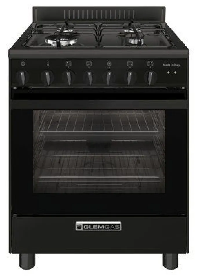 GLEM GAS S.P.A. Glem Gas Cucina Piano Gas Forno Elettrico SA66TMBK Nero Carbone