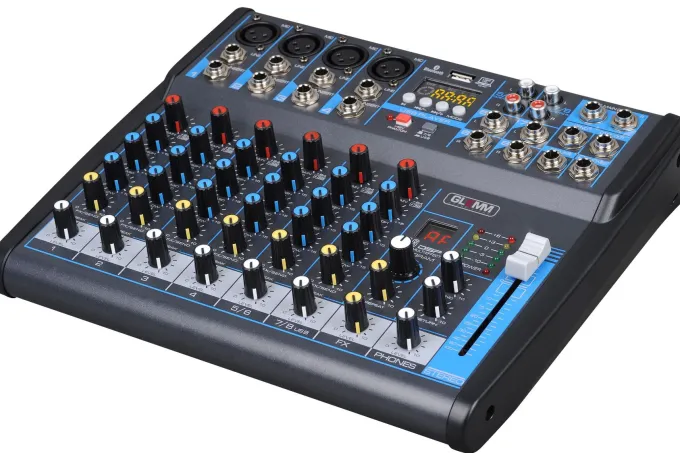 GLEMM - MXP 08 AUDIO, Mixer microfonico 8 canali - Nero