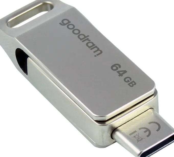 GOODRAM PEN DRIVE 64GB GOODRAM USB 3.2/TYPE C DualDrive ODA3 SILVER 60R/20W - ODA3-0640S0R11