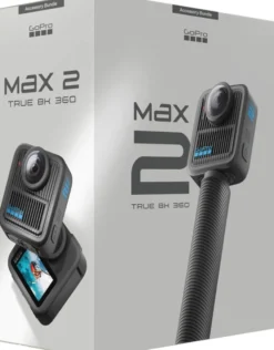 GoPro MAX2 Bundle – Videocamera 360° True 8K con Palo Prolunga, 2 Batterie Enduro e SD 64GB