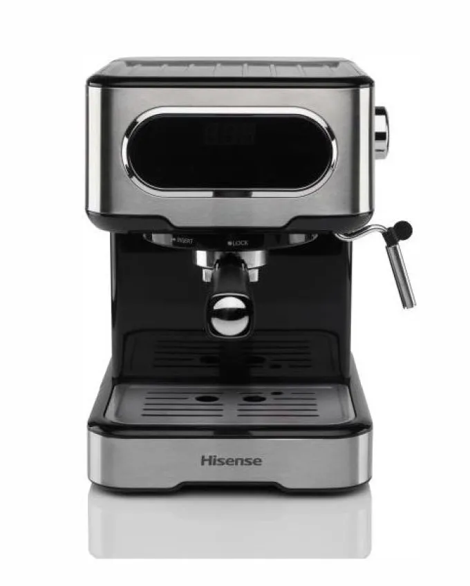 Hisense Macchina per caffè HESCM15DBK Cappuccinatore Pressione a 15 bar Serbatoio da 1,5 lt Cialde e polvere
