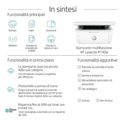 HP - LaserJet Stampante multifunzione M140w - Bianco e nero