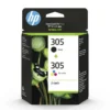 HP 305 2-Pack Tri-color/Black Original Ink Cartridge cartuccia d'inchiostro 2 pz Originale